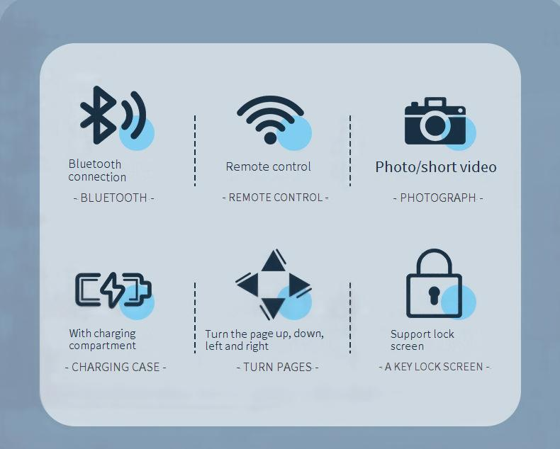 Novo anel de controle remoto Bluetooth sem fio para celular e câmera, controlador inteligente de áudio e vídeo, anel de interruptor_voghion.com