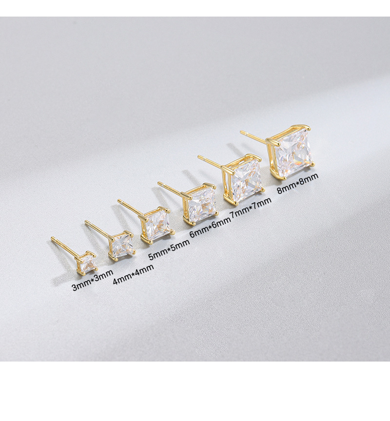 Orecchini quadrati Luxe - Orecchini minimalisti in zircone con design micro-intarsiato in rame_voghion.com