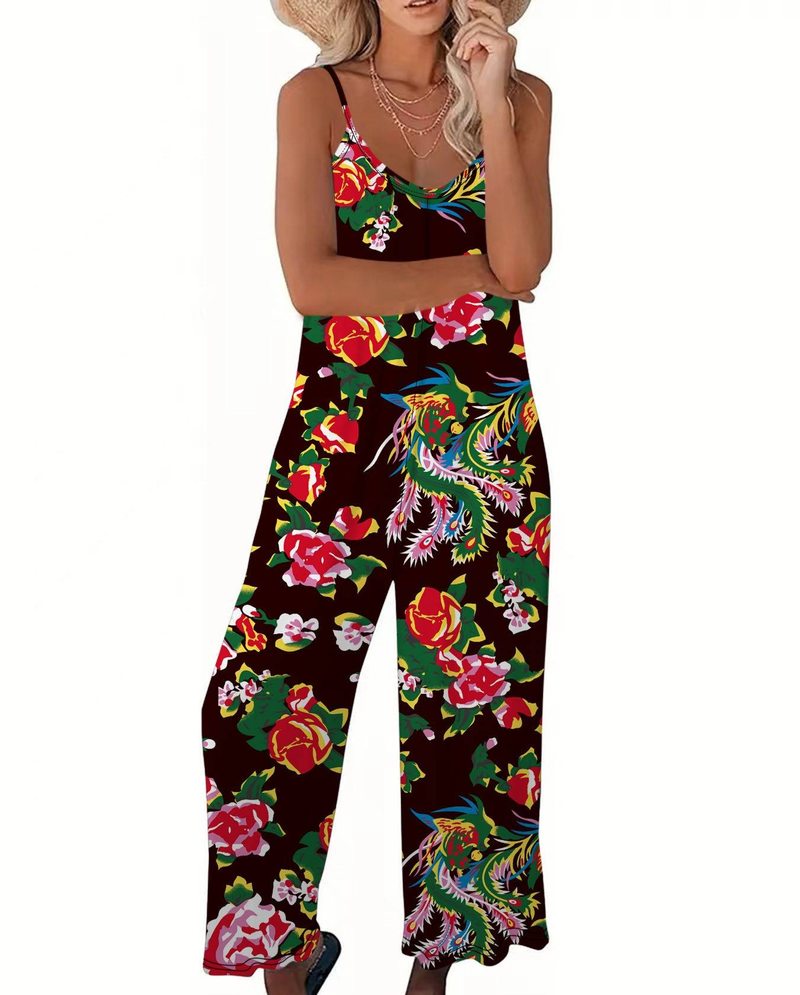 Damen-Overall mit Blumenmuster und Taschen – locker sitzender Sommer-Strampler, ärmelloser Freizeitoverall für Damen_voghion.com