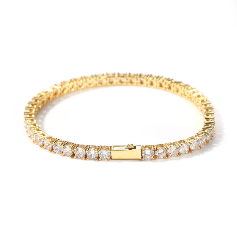Pulsera clásica de hip hop para hombre y mujer con circonitas, de cobre de 4 mm con cierre de resorte, diseño geométrico minimalista._voghion.com