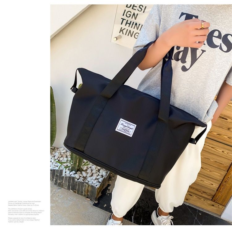 Bolsa deportiva portátil de hombro con separación para artículos secos y húmedos, ideal para yoga, fitness y viajes. Gran capacidad y logotipo imprimible._voghion.com