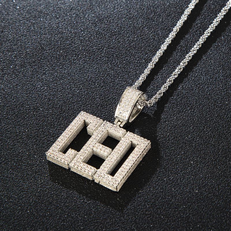 Women's Jewelry Cubic Zirconia Hip Hop Pendant Necklace With Solid Letter/Number Charms Letter Regular Script Font Combination Pendant Necklace_voghion.com
