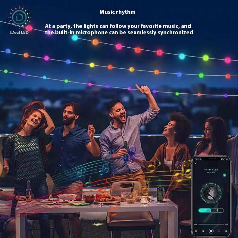 Guirnalda de luces navideñas RGB con Bluetooth y USB de 10 m, control remoto y aplicación, resistente al agua, 3528 LED para decoración navideña (66 LED, entrada de 5 V)_voghion.com