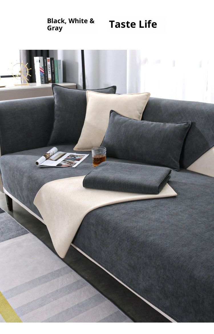 Premium-Sofakissenbezug-Set aus Chenille – individuell anpassbarer, rutschfester und moderner Schutz für Anbausofas_voghion.com