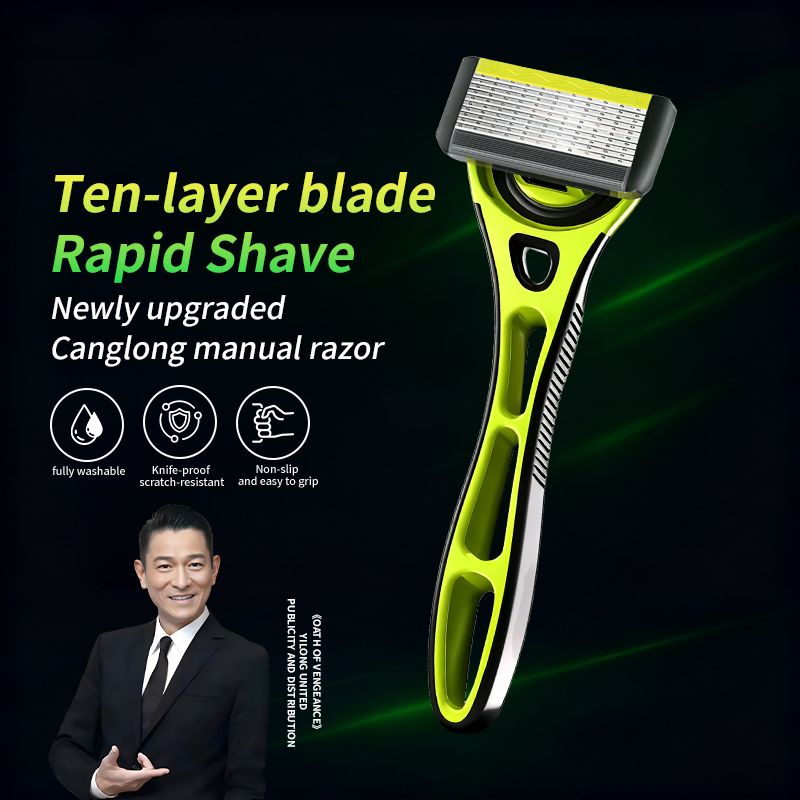 Blister Pack Classic Men's Shaver Set With 10 Layers German Blades Hypoallergenic ABS Material Comfort Grip Smooth Durable Sensitive Skin Friendly_voghion.com
