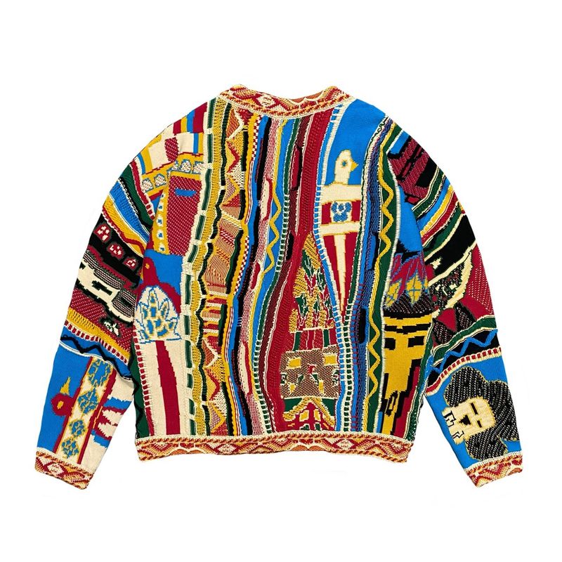 Maglione girocollo lavorato a maglia in stile etnico a contrasto vintage, con ritratto, in jacquard, taglia grande_voghion.com