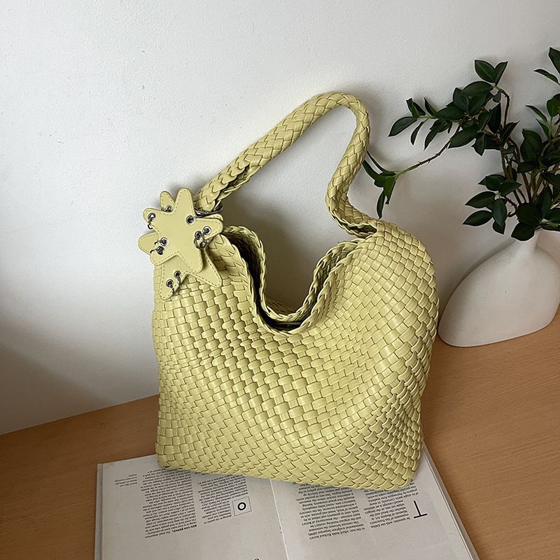 Borsa a secchiello con tracolla di alta qualità, grande capacità, intrecciata, per donna, 2025_voghion.com
