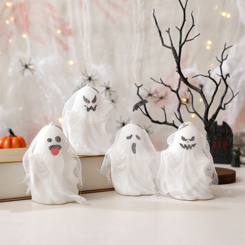 Halloween Ghost Decorations - Spooky Gauze Ghost Hanging Ornaments For Halloween Party, Trick Or Treat, Haunted House Decor (Set Of 4 Styles)_voghion.com
