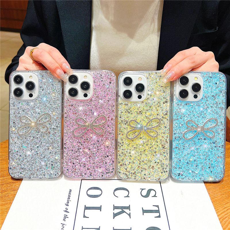 Custodia per telefono con paillettes e fiocco di diamanti per Samsung A54 A34 A24 A14 A04 A53 A33 A13 A52 A32 A22 A51 A35 A55 Cover in silicone_voghion.com