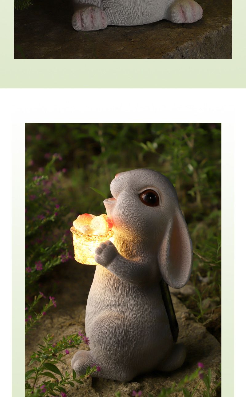 New Product Simulation Animal Garden Decoration Solar-Powered Yard Lawn Light Craft Rabbit Ornament_voghion.com