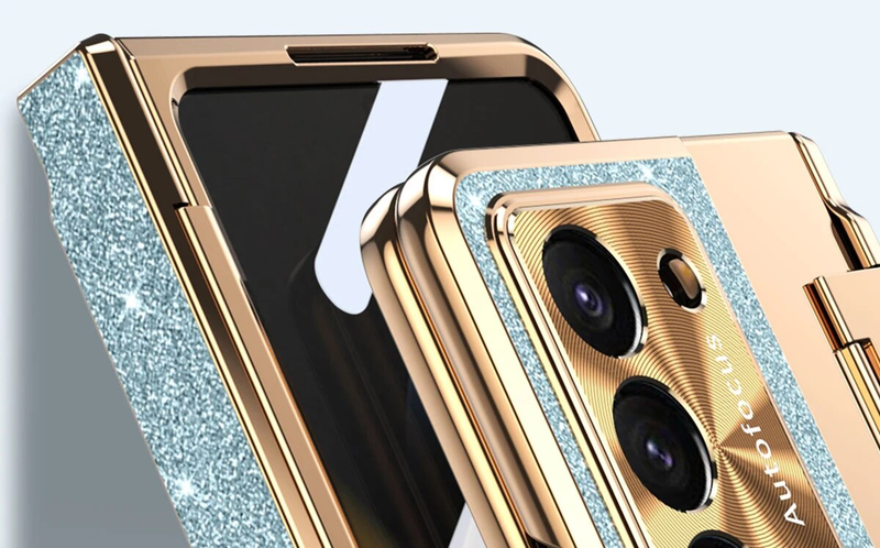 RENGZ Plating Leather Stand Hinge Protection Case Samsung Galaxy Fold 5 3 With Screen Protector Cover For Z Fold5_voghion.com