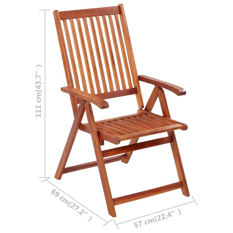 Folding Patio Chairs 3 pcs with Cushions Solid Acacia Wood_voghion.com