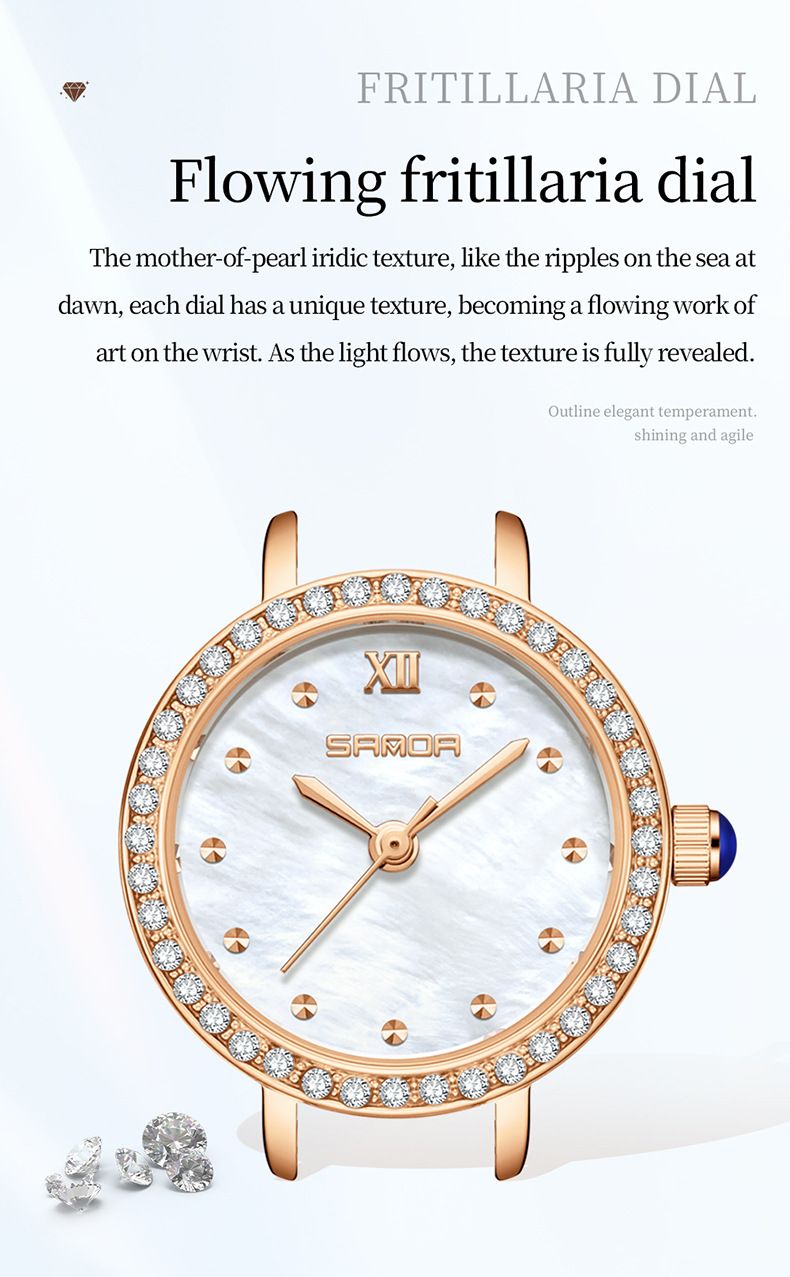 Elegante Damenuhr mit Diamantakzenten, Perlmuttzifferblatt und wasserdichtem Quarzwerk – perfekt für jeden Tag_voghion.com