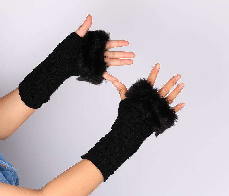 Men's Gloves Butterfly Pattern Plus Wool Gloves New Style Knitted Gloves Half Finger Computer Gloves Wool Mouth Warm_voghion.com