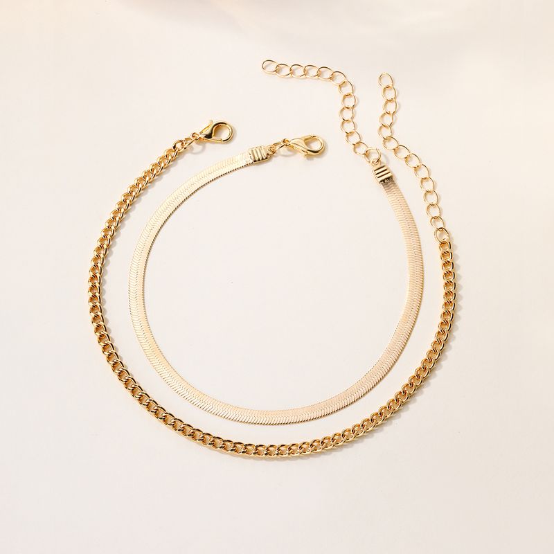 Chaîne de cheville à double couche, style bohème, ethnique, rétro, pour femme, vacances à la plage, simple, personnalisée, rétro, tendance_voghion.com