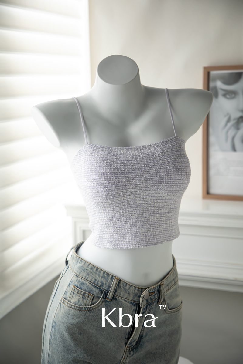 Canotta da donna in stile classico KBRA, reggiseno imbottito monopezzo, intimo con spalline sottili, top a tubino_voghion.com