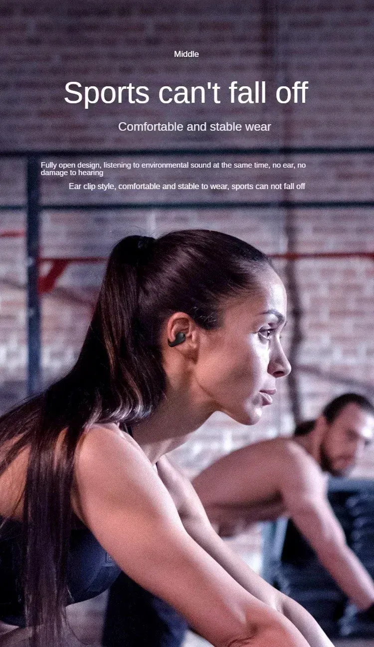 NEW Bluetooth 5.3 Wireless Bone Conduction Headphones T75 Clip Ear Music Noise Canceling Headset HD Call Sports Gaming_voghion.com