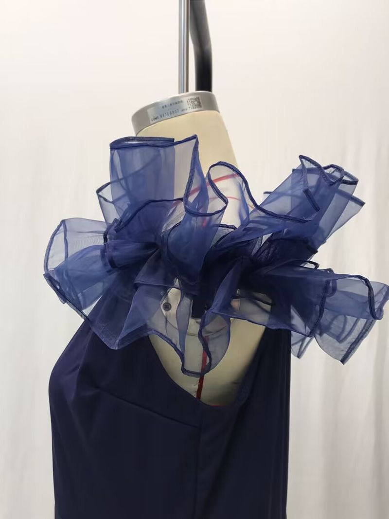 Abbigliamento da donna Primavera Cintura elastica lavorata a maglia Foglia di loto Una spalla Piccola coda Gonna lunga Vestito_voghion.com