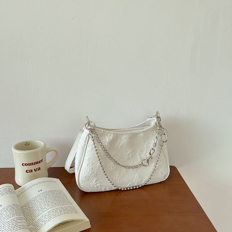 Underarm with Tidal Dark Flower Small Crowd Chain Cross body One Shoulder 2024 New Law Stick Bag_voghion.com