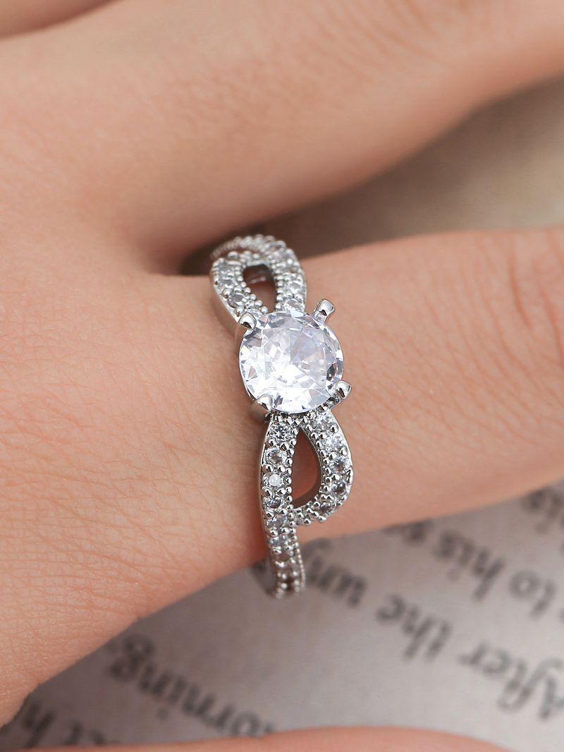 Single Rings Copper Ring For Women, Niche, High End, Light Luxury, No Fading, Temperament, High End Bow With Diamond Ring_voghion.com