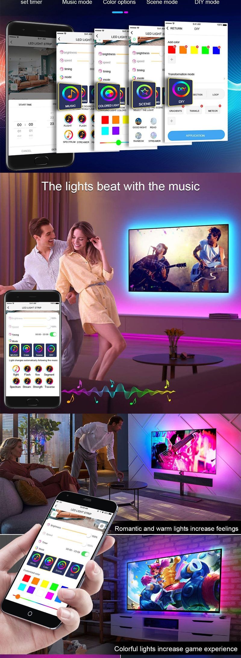 Λωρίδα φωτισμού 5V 5050 Λωρίδα φωτισμού Bluetooth Λωρίδα φωτισμού φόντου τηλεόρασης Λωρίδα φωτισμού USB Εφαρμογή κινητού τηλεφώνου_voghion.com