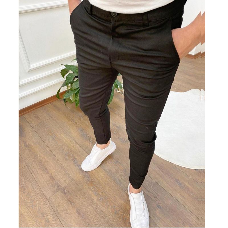 Men's Clothing High Elastic Four Season Texture Button Casual Pants Pants_voghion.com