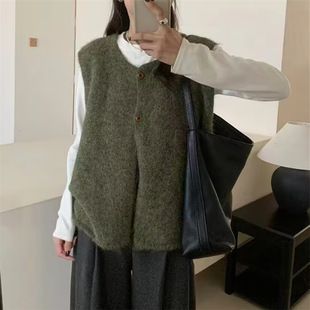 "Sleeveless Knit Vest For Women – Oversized Layering Cardigan With Buttons (One Size, Timeless Neutral Tones)"_voghion.com