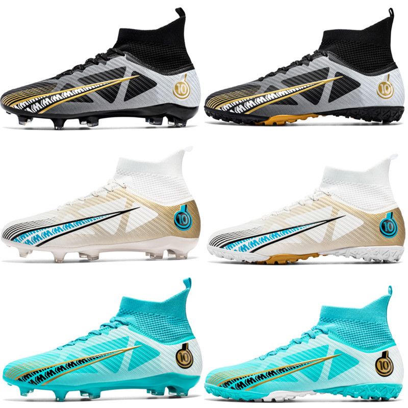 High-top Soccer TF Studs For Men, Women, And Children Artificial Turf Leather Youth Student Sports Training Shoes_voghion.com