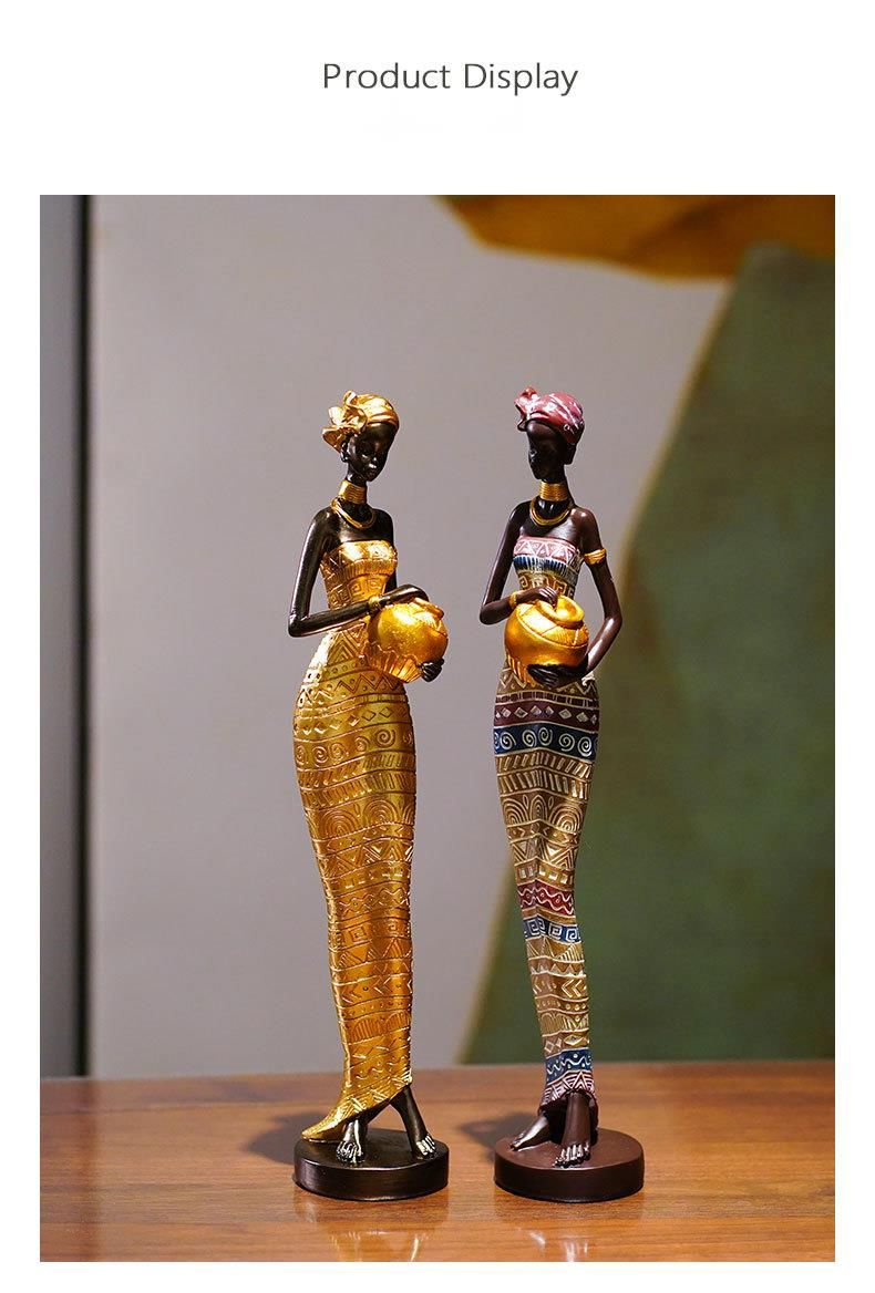 Black Art Figure Ornament Creative Home Living Room Decoration Entrance Wine TV Cabinet Resin Craft_voghion.com