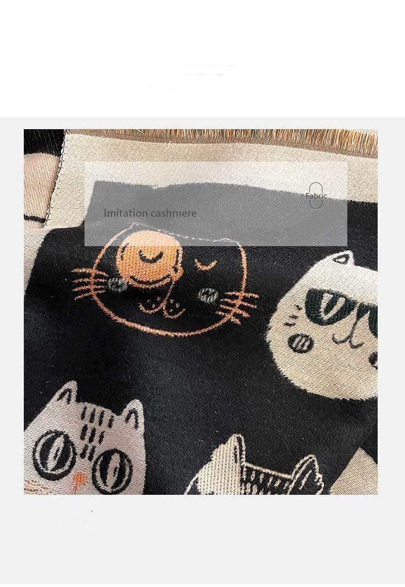 Sciarpa alla moda per gatti nuova in autunno e inverno, versione coreana della sciarpa calda con stampa temperamento_voghion.com