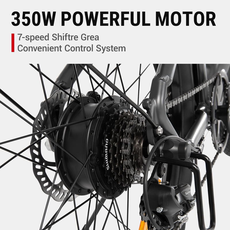 DYU C1 elcykel för vuxna, 26-tums stadspendlarebike i terräng med 350W motor, 36V 10Ah batteri_voghion.com