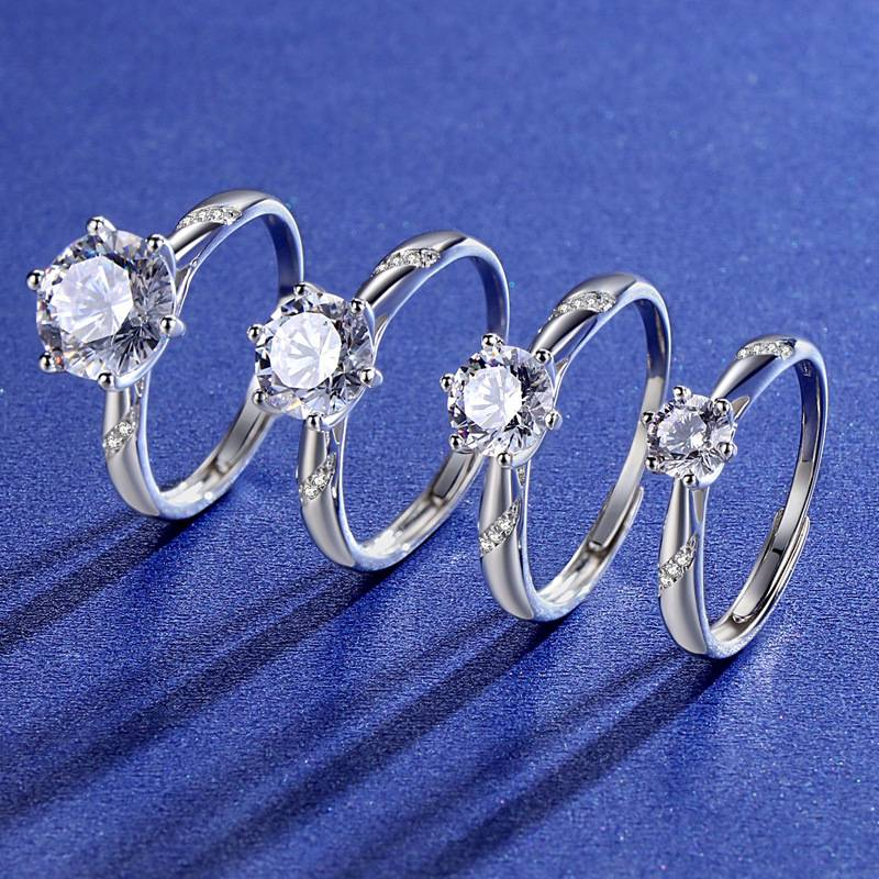Moissanit S925 Silber Offener Ring Nischendesign Persönlichkeit Psychic Six Claw Echter Diamantring Göttin Paarring_voghion.com
