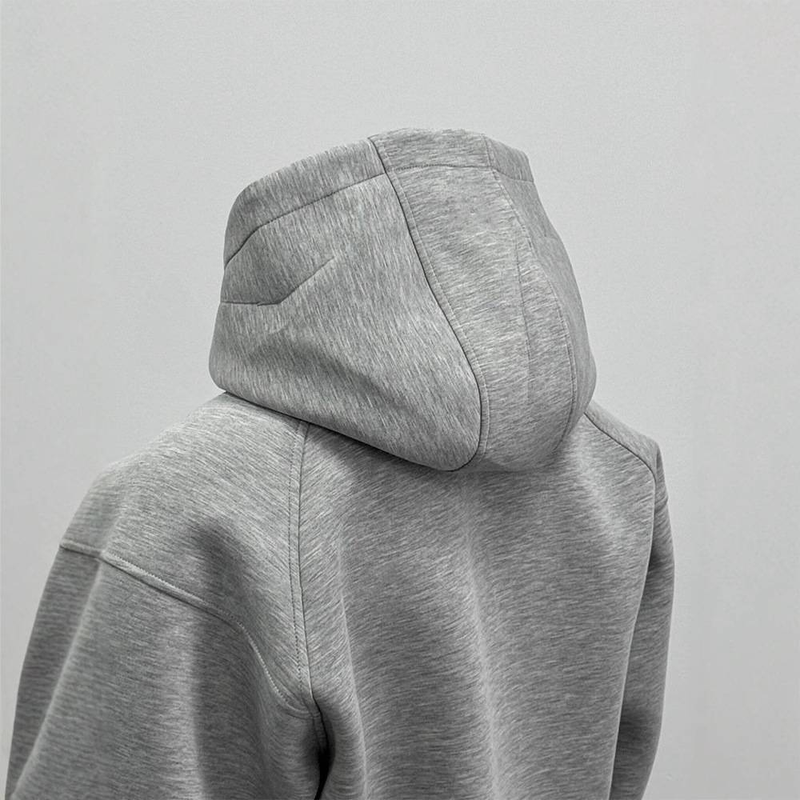 Sudadera con capucha y cremallera para hombre: chaqueta corta de corte holgado y corte regular, jersey gris para un estilo urbano._voghion.com