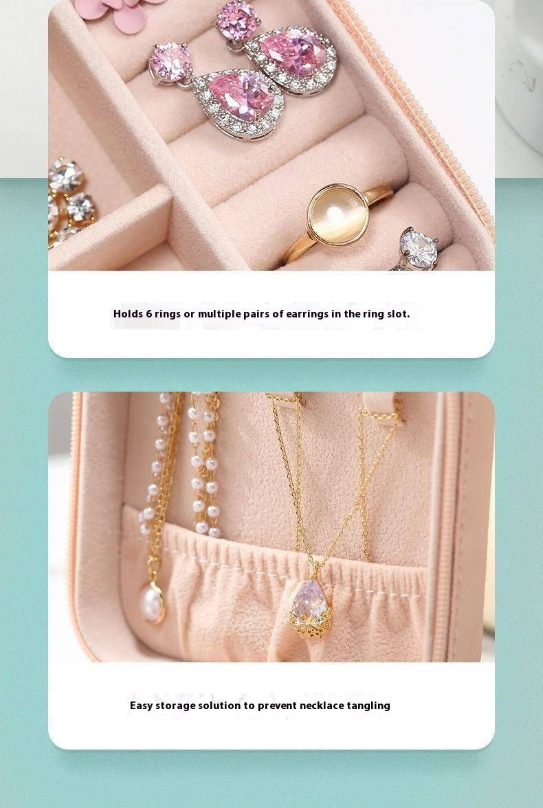 Minimalist Jewelry Box With Zipper – Portable Single-Layer Storage Case For Earrings, Rings & Small Accessories_voghion.com