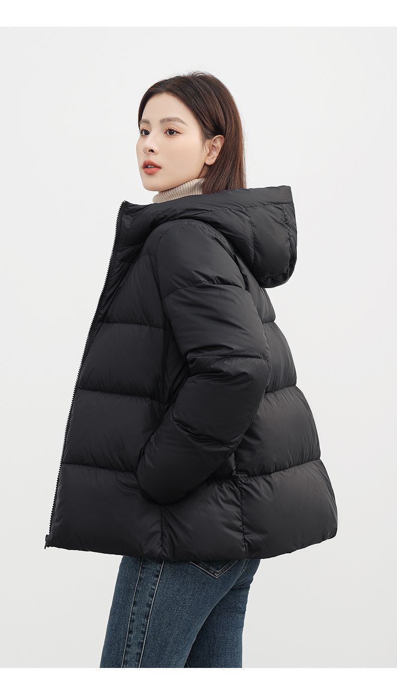 Trendy Cropped Puffer Jacket For Women – 86-90% White Duck Down, Oversized Hooded Design – Lightweight & Warm – M/XL/XXL_voghion.com