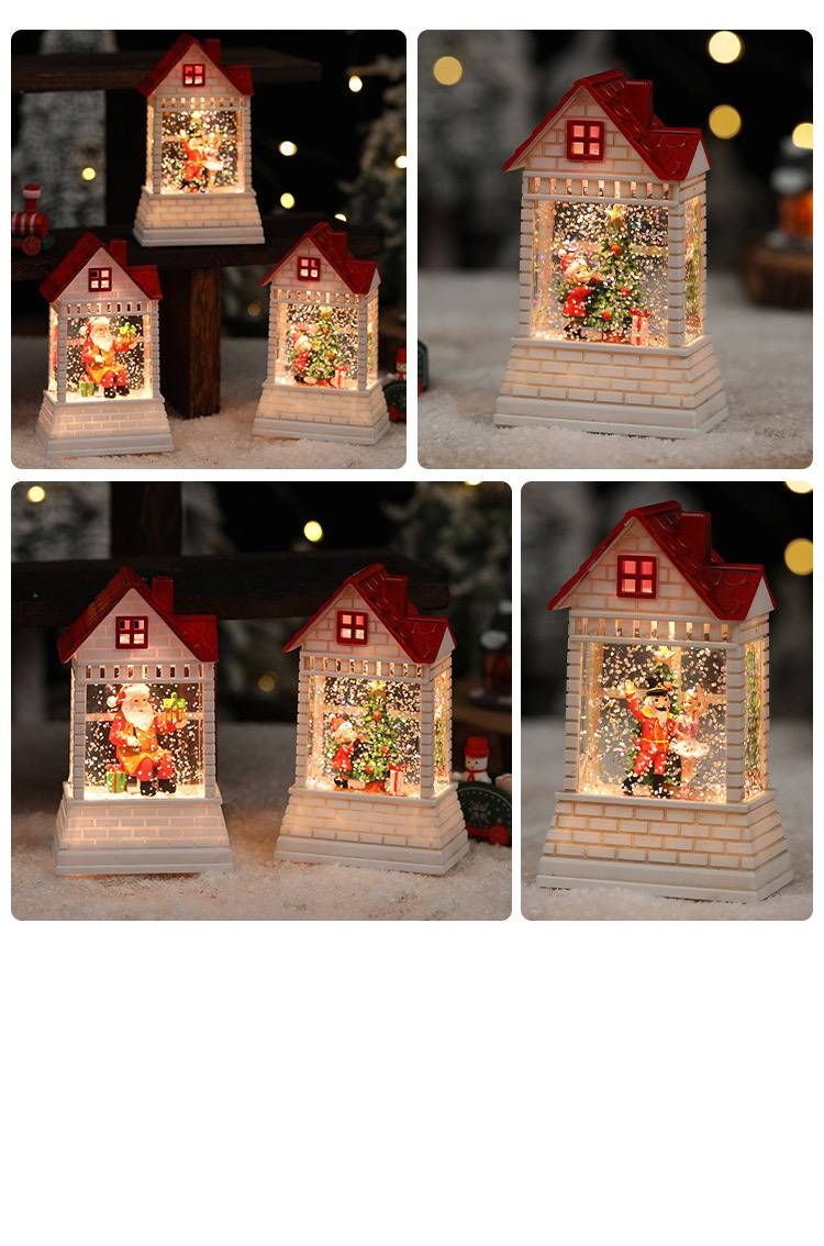 Weihnachtshauslaterne mit Wasserfüllung – Vintage-Tischdekoration mit festlichen LED-Lichtern, Weihnachtsgeschenk und Stimmungsmacher_voghion.com