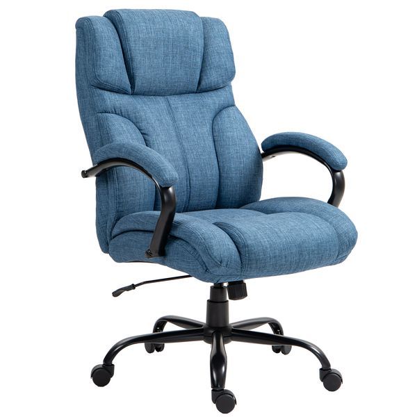 Vinsetto 500lbs Big And Tall Office Chair, Executive Computer Chair With Adjustable Height, Swivel Wheels, Blue_voghion.com