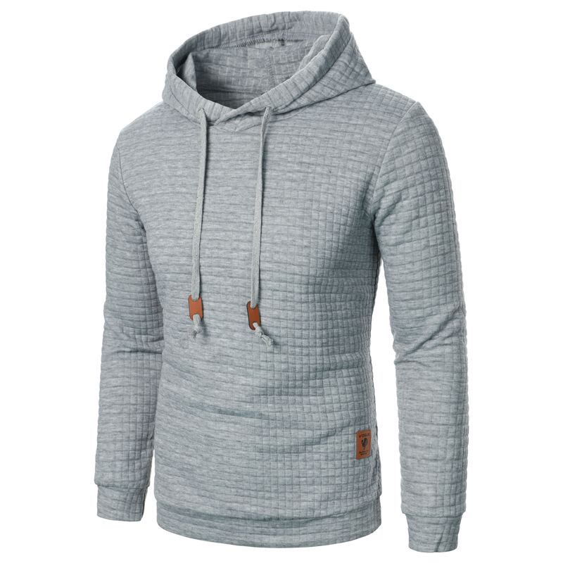 Felpa con cappuccio a maniche lunghe in jacquard scozzese da uomo autunno/inverno, colore caldo, con cappuccio_voghion.com