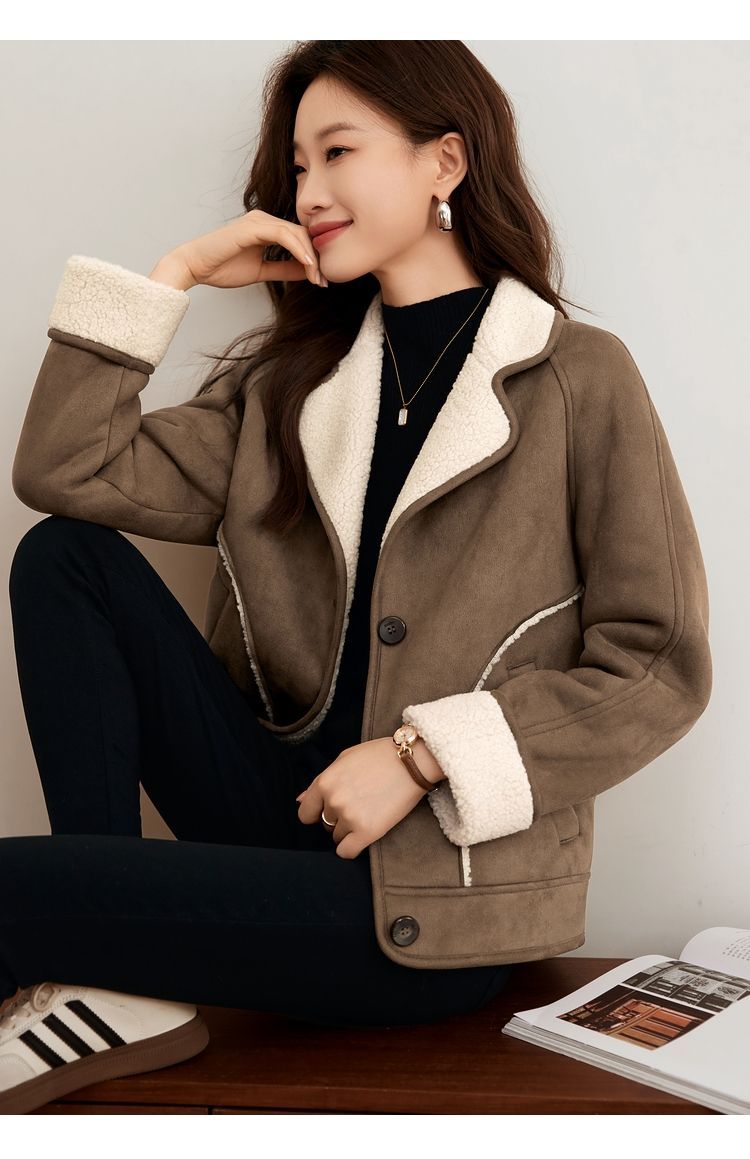 Cappotto in lana d'agnello autunno inverno 2025 per donna, anti-età, caldo, scamosciato, spesso, alla moda_voghion.com
