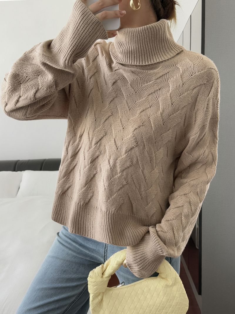 Maglione a maniche lunghe in lana tinta unita casual autunno e inverno 2025 da donna_voghion.com