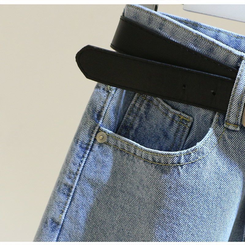 Women's Clothing fashion color matching embroidery short-sleeved T-shirt raw edge hip-wrapped A-line high waist denim skirt_voghion.com