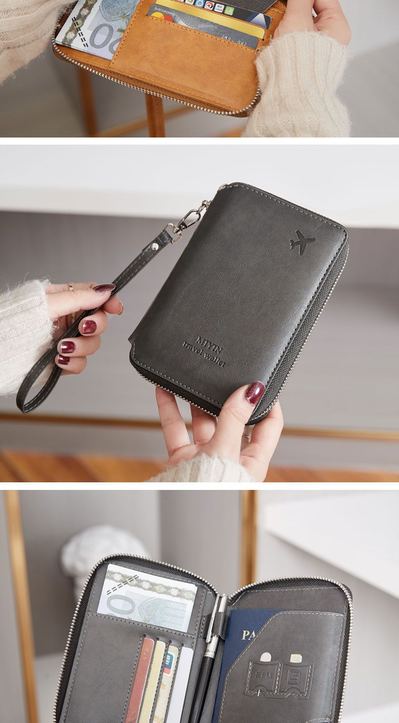 RFID Blocking Passport Holder With Zipper – Slim & Waterproof Travel Wallet For Credit Cards, IDs, And Tickets – Minimalist PU Leather Design_voghion.com
