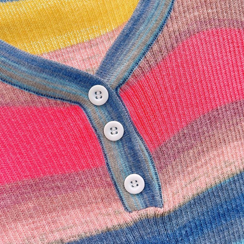 Vêtements pour enfants 2024 printemps et automne nouveau costume pour filles pull arc-en-ciel jean droit costume deux pièces_voghion.com