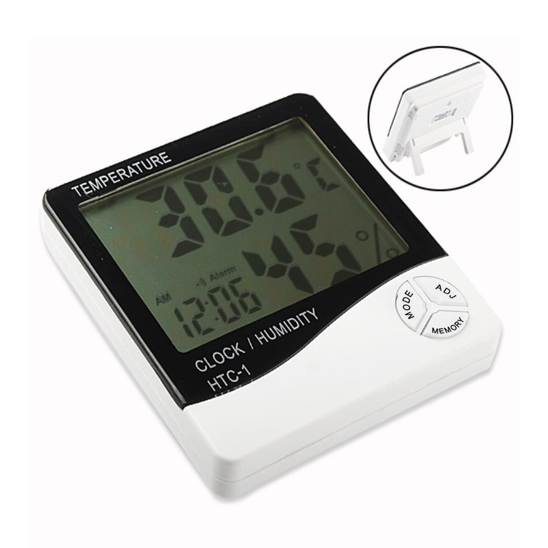 Thermomètre et hygromètre numérique LCD HTC-1 HTC-2 pour intérieur et extérieur, station météo avec horloge_voghion.com