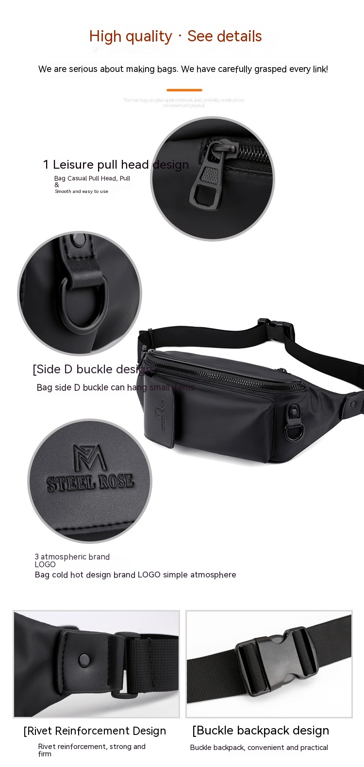 Nuovo marsupio da uomo tendenza moda borsa a tracolla multifunzionale borsa da petto casual di grande capacità borsa per cellulare da corsa all'aperto_voghion.com