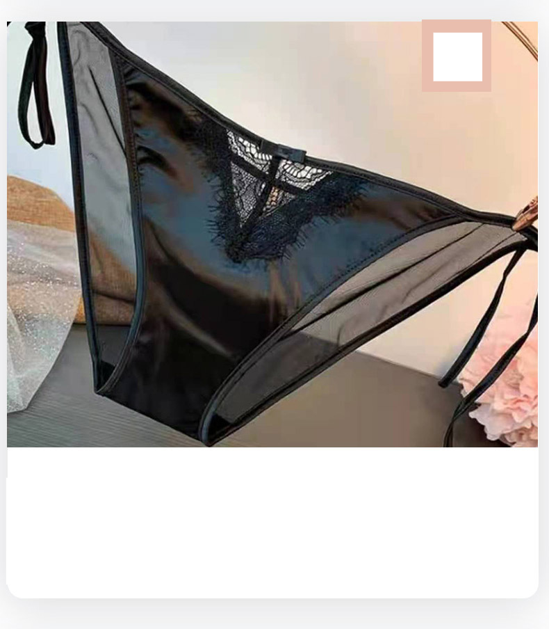 Damenbekleidung Retro einfarbige Schnürsenkel bestickte Slips Satin sexy Mesh-Höschen bequeme atmungsaktive Spitzen-Slips mit niedriger Taille_voghion.com
