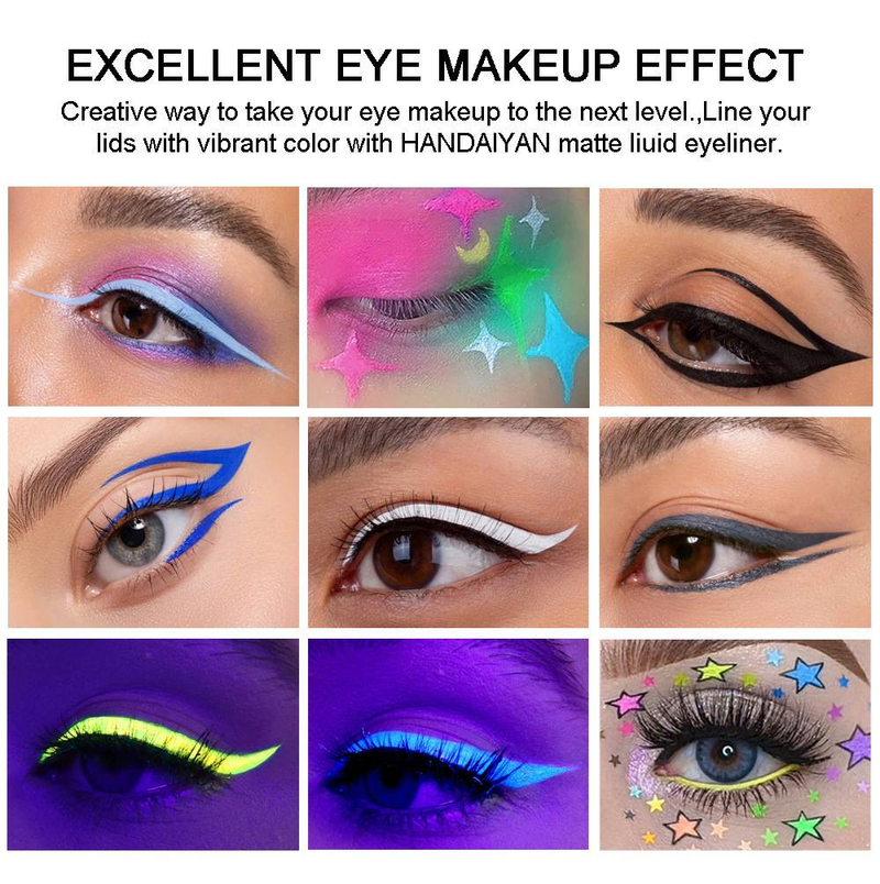 Lidschattenstift 12 farbige Eyeliner-Stifte im Set Matt Schnelltrocknender Flüssig-Eyeliner Flüssiger Eyeliner-Kleber_voghion.com