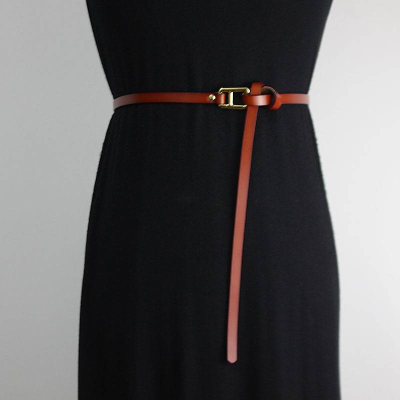 Cintura con nodo nero per decorare abiti estivi da donna, abbinata a camicia e pantaloni, cintura alla moda e versatile_voghion.com