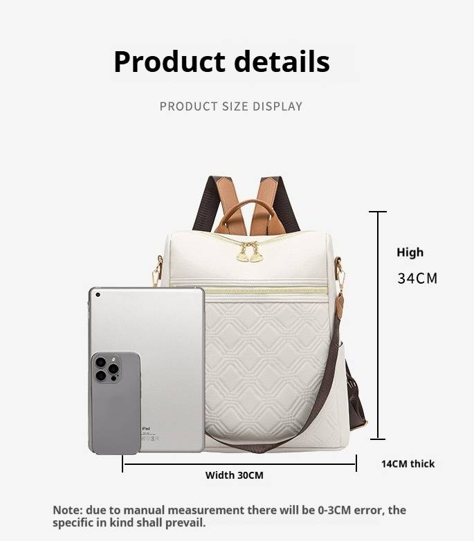 Embossed Shoulder For Women New Style, Fashionable And Large Capacity, Casual Travel Class Commuting Backpack,_voghion.com