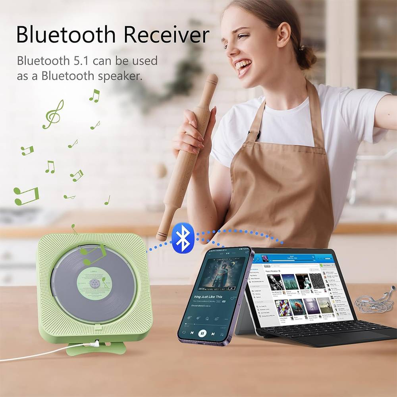 „Byteuni“ nešiojamas „Bluetooth“ namų CD muzikos grotuvas su nuotolinio valdymo pultu, laikmačiu, įmontuotais garsiakalbiais ir LED ekranu, FM radiju, „Boombox“ (neįkraunamas)_voghion.com